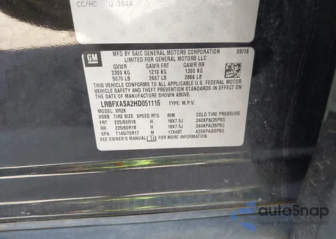 2017 Buick Envision Preferred from USA, damaged, VIN LRBFXASA2HD051116